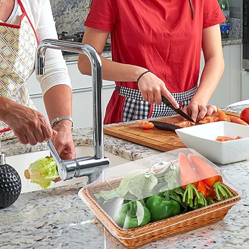 Miniatura 6 de DEAYOU Cesta de pan con tapa, cesta de mesa para servir alimentos, cesta de frutas para verduras, restaurante, exhibición, cocina, fiesta,