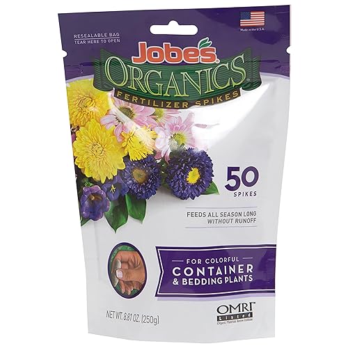 Jobe’s Organics Garden Fertilizer Spikes for Container and Potted Plants,