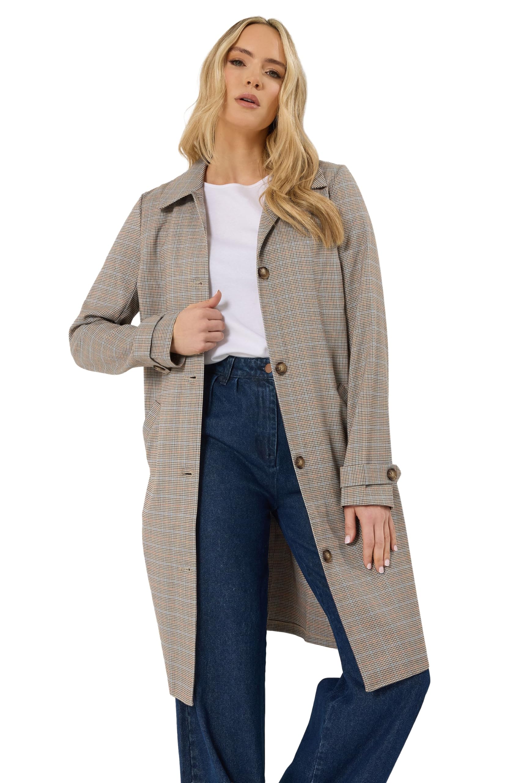 Lts Women's Brown Tall Natural Check Car Coat Size 12