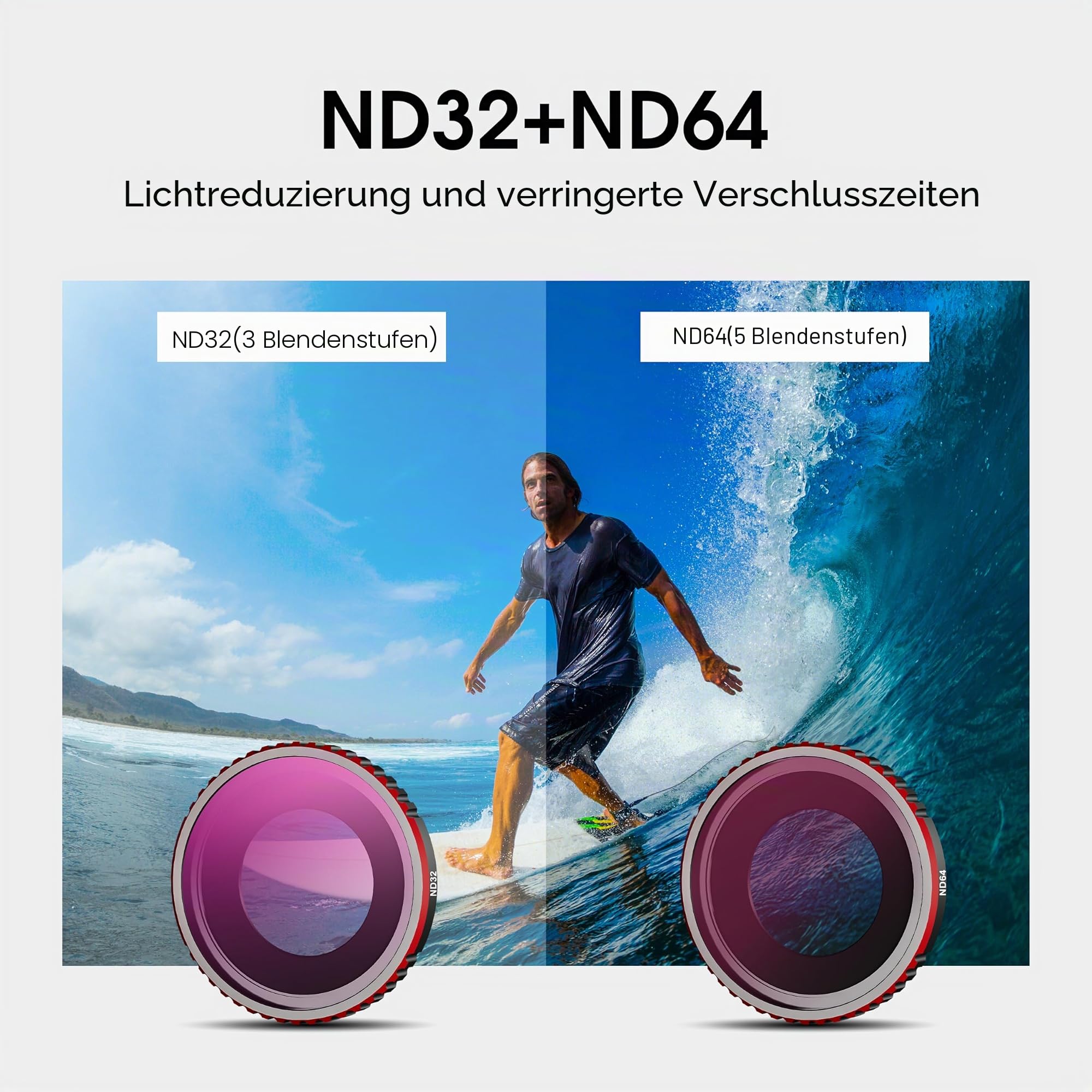 ND CPL Filter Set für Insta360 Go Ultra Zubehör ND32 ND64 CPL UV Variable Ersatz für Insta 360 Objektivfilter Kit Optisches Glas HD Ölbeständig (4 Packungen)