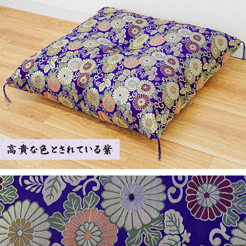 Amazon｜座布団 日本製 仏前座布団 緞子判 65×69cm 「菊と桐」 紫 仏前