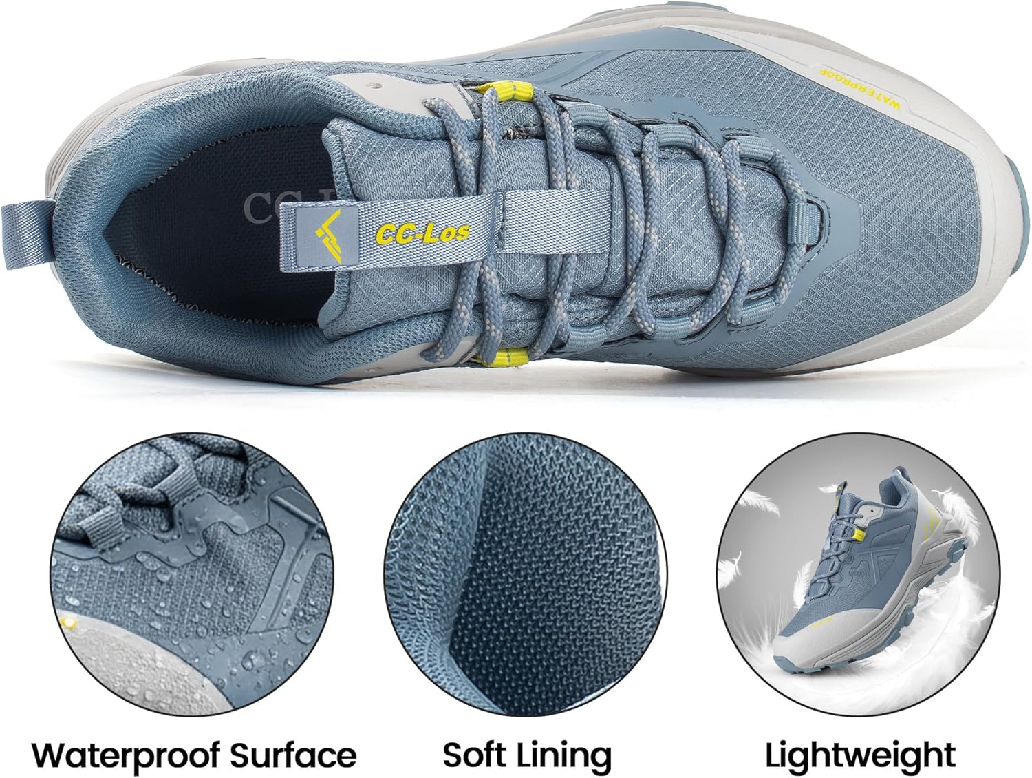 CC-Los Women's Waterproof Hiking Shoes Arch Support Non-Slip Outdoor Trekking Walking Camping Comfort Sneakers Size 5.5-10