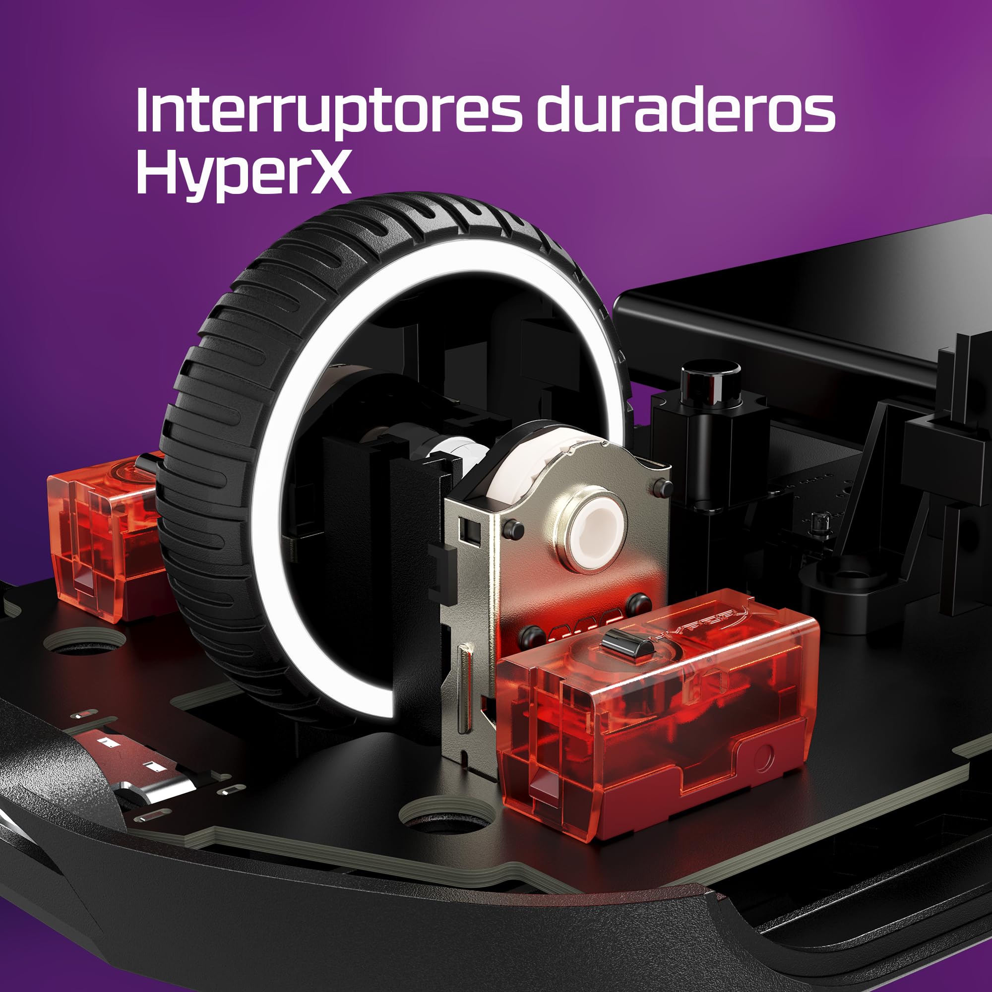 HyperX Haste 2 Wireless – Ratón gaming inalámbrico, ultraligero 61g, batería 100h, sensor preciso HyperX 26K, cable HyperFlex 2, antideslizamiento, color Blanco