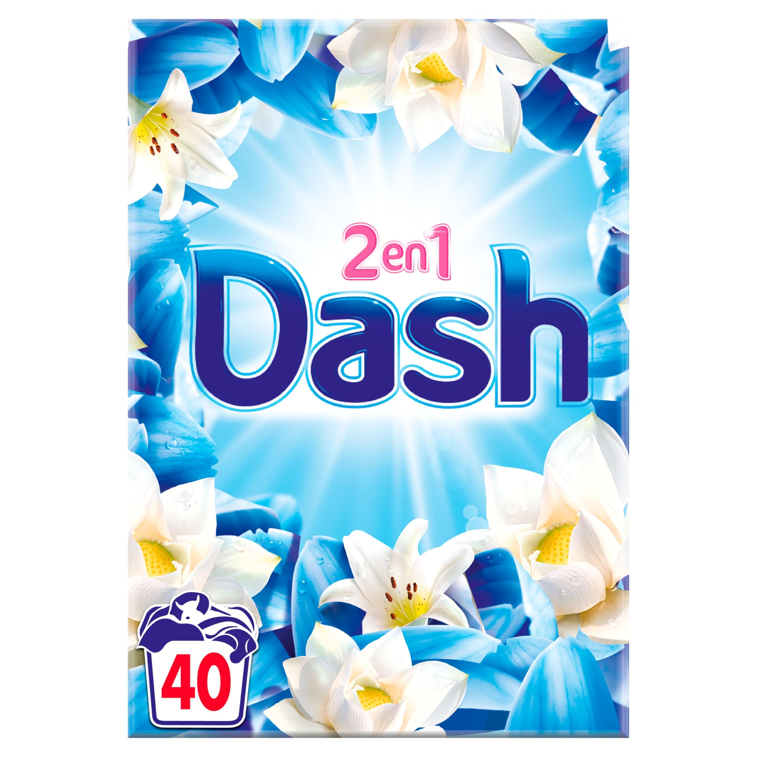 Dash 2in1 Fleurs De Lotus Et Lys Lessive En Poudre 44 Lavages, Avec Fraîcheur Lenor, Fabriquée En France
