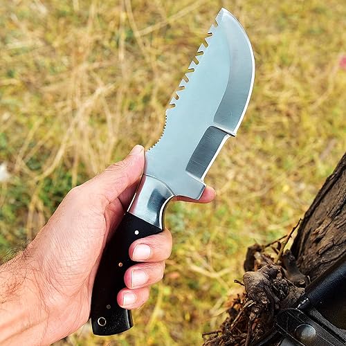 Miniatura 5 de Cuchillo rastreador D2 de 10.5 pulgadas | Cuchillos de transporte horizontales con cuchillos de funda para hombres | Cuchillo de caza de hoja fija