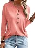 EADINVE Women's 3/4 Sleeve T-Shirts Crew Neck Buttons Cute Casual Tunic Tops Basic Tees Blouses Loose Fit Pullover 2024