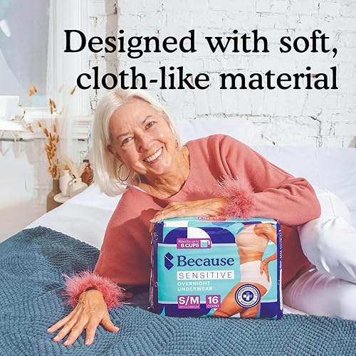 Miniatura 7 de Because Ropa interior para adultos para incontinencia para pieles sensibles, para mujeres, calzoncillos desechables de primera calidad, antiolor,