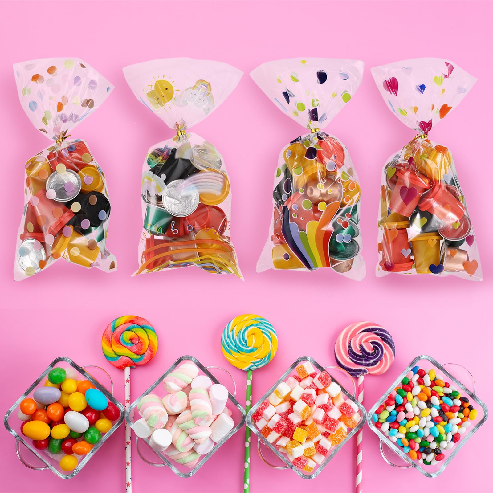 Lot De 100 Sacs à Friandises Plats En Cellophane Transparent