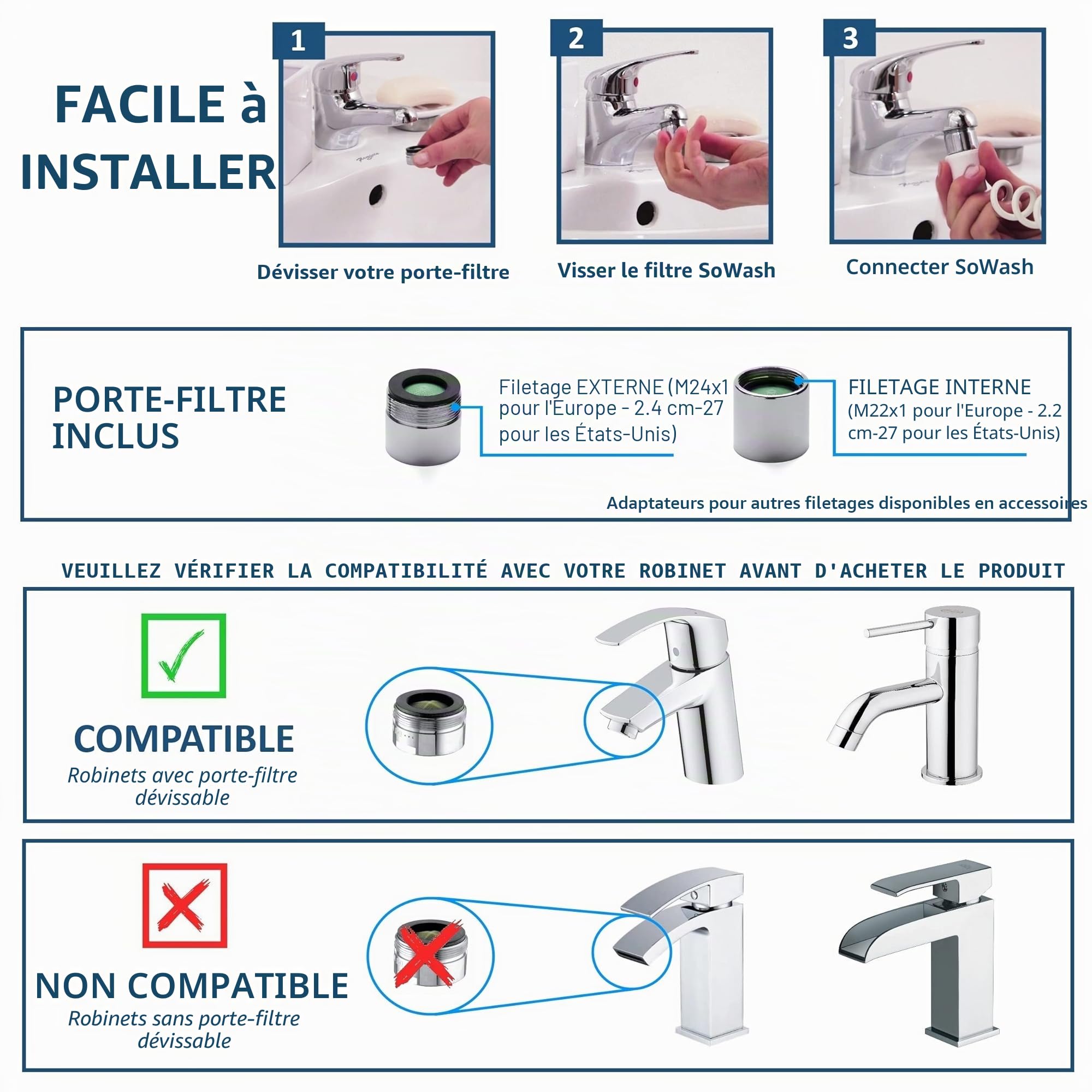 Jet dentaire SOWASH TRIO, Se connecte au robinet, Hydropulseur Dentaire Sans piles ni électricité, 1 tête Vortice + 1 tête de Vortice Brush + 1 tête Hydrojet, Produit italien
