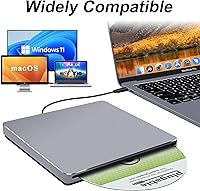 Vista 3 de NOLYTH Unidad de CD externa para Mac: USB C reproductor de grabadora de DVD SuperDrive para portátil Windows Apple Plug & Play Copia de seguridad