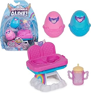 Hatchimals Alive, Hungry Hatchimals Playset with Highchair Toy and 2 Mini Figures in Self-Hatching Eggs, Kids Toys for Girls and Boys Ages 3 and up