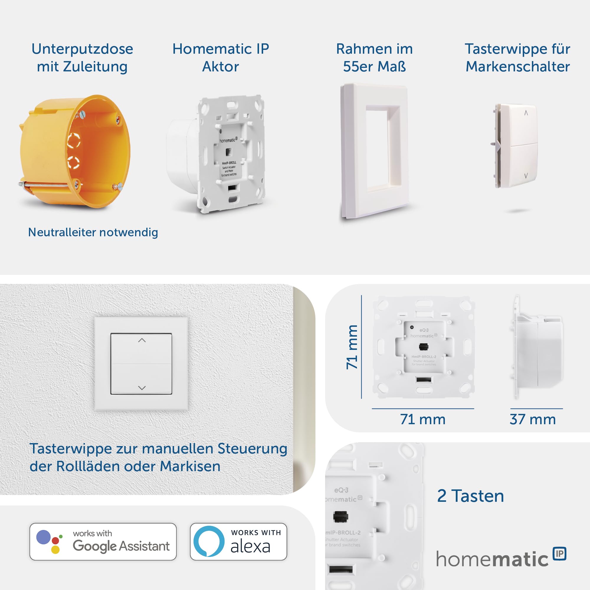 Homematic IP Starter Set Beschattung Smart Home für 2 Rollläden Markisen App Alexa Google Home