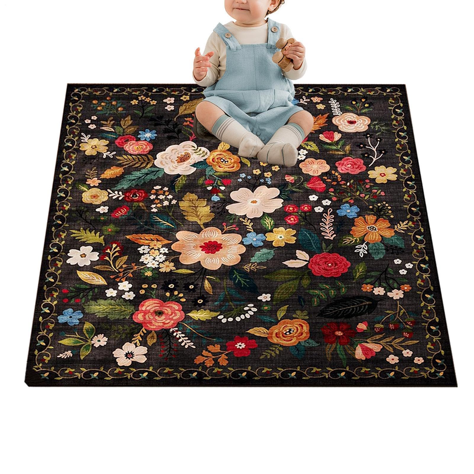 Tapis Boho 230 x 160 cm lavable et antidérapant grand modèle pour salon et chambre