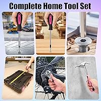 Vista 7 de Tool Set - 8V Cordless Drill Set, 127 Piece Home Tool Set With Hand Drill, Tool Kit for Women & Men, Perfect for Homeowner, Diyer, Handyman, Pink