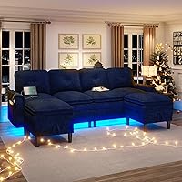 Vista 11 de HNEBC Sofás para Sala de Estar - Sofá seccional modular con chaise móvil, juego de sofá de 4 asientos con otomana, sofá en forma de L con cojines