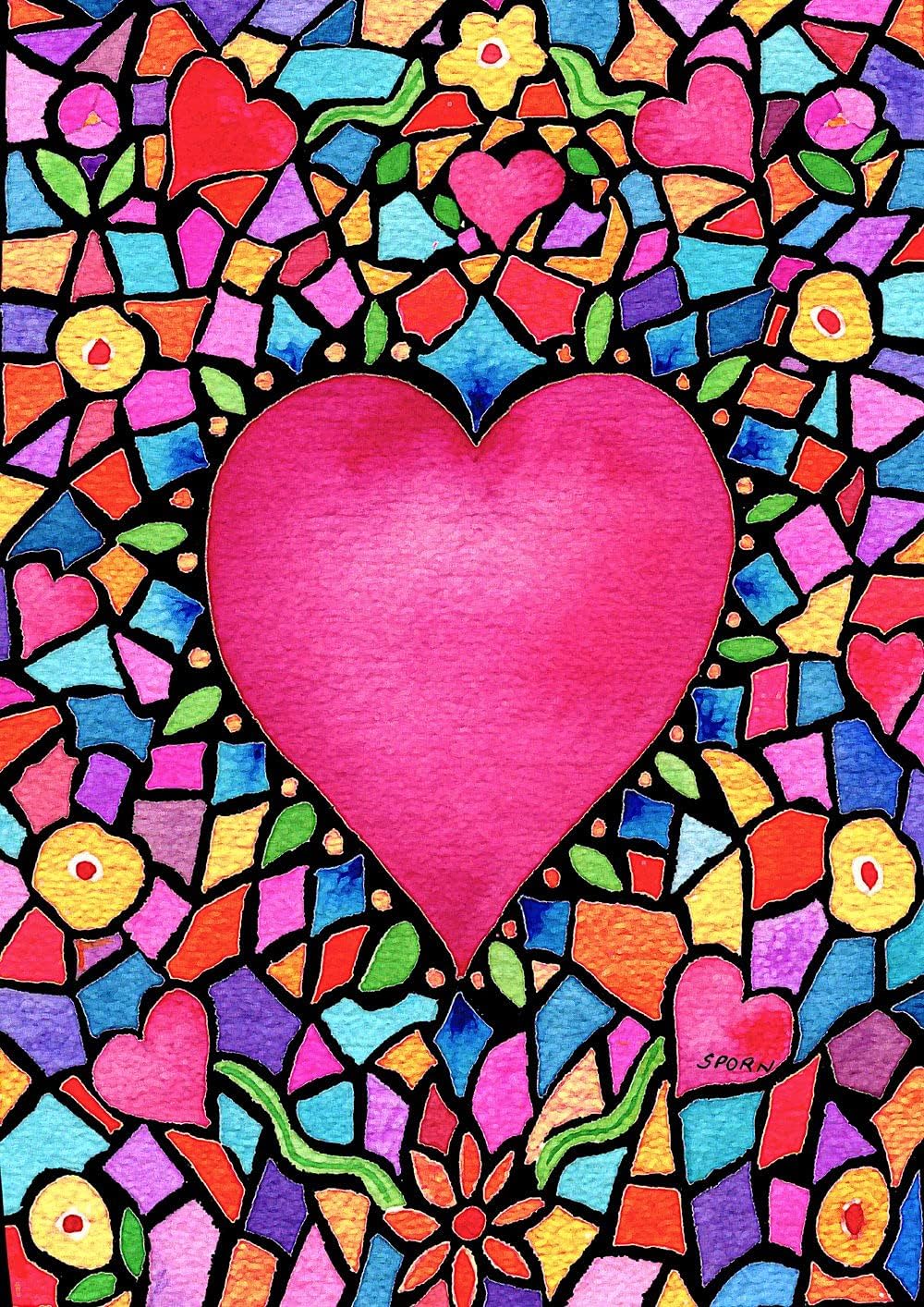 Toland Home Garden 1010785 Kaleidoscope Heart Valentine Flag 28x40 Inch Double Sided Valentine Garden Flag for Outdoor House Valentines Day Flag Yard Decoration