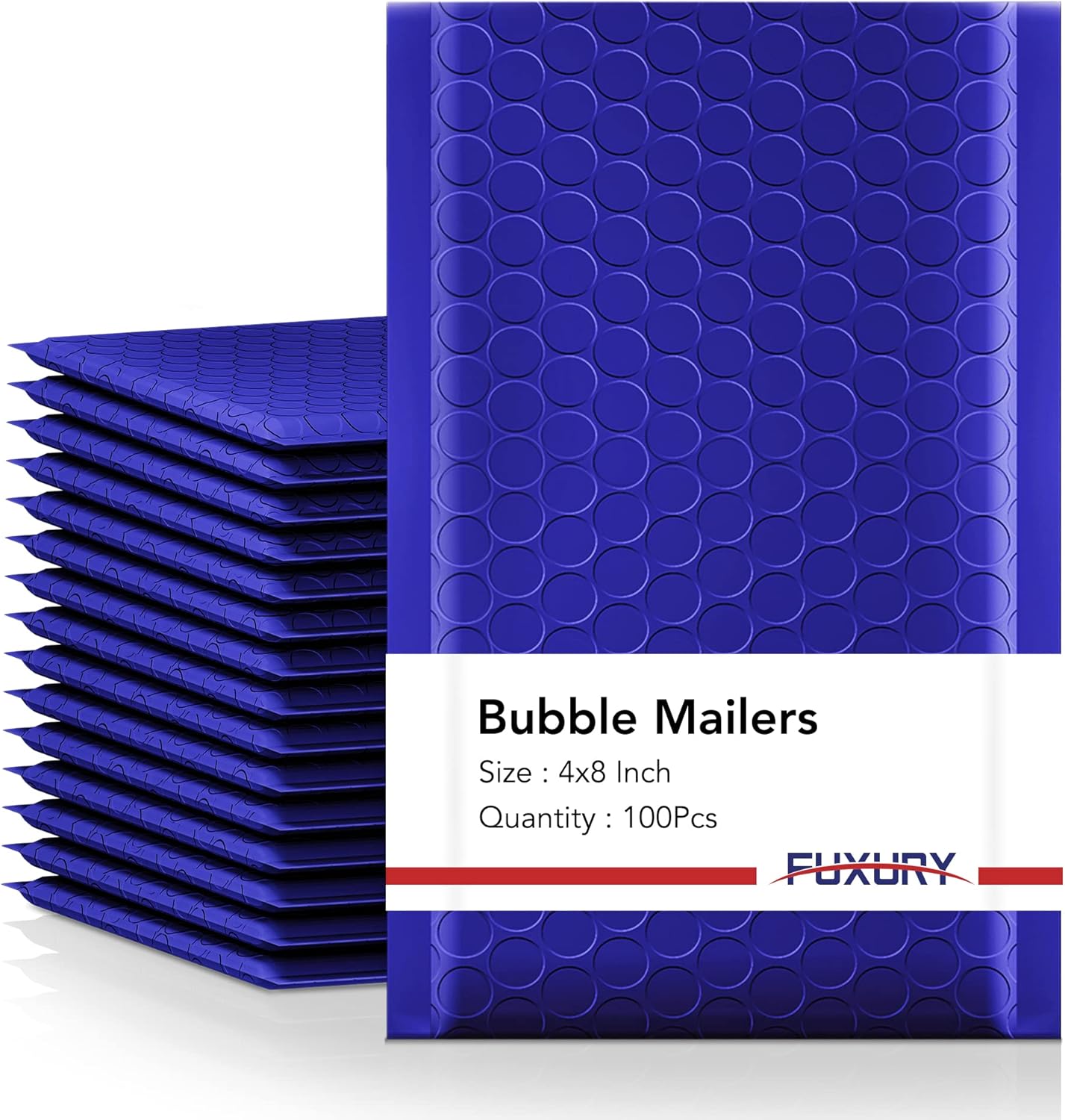 Fuxury Bubble Mailer,100Pcs 4x8 Bubble Mailers,Royal Blue Shipping Padded Envelopes, Self Seal Waterproof Mailing Envelopes Bubble Padded for Mailing,Packaging, Small Business, Bulk #000 : Office Products
