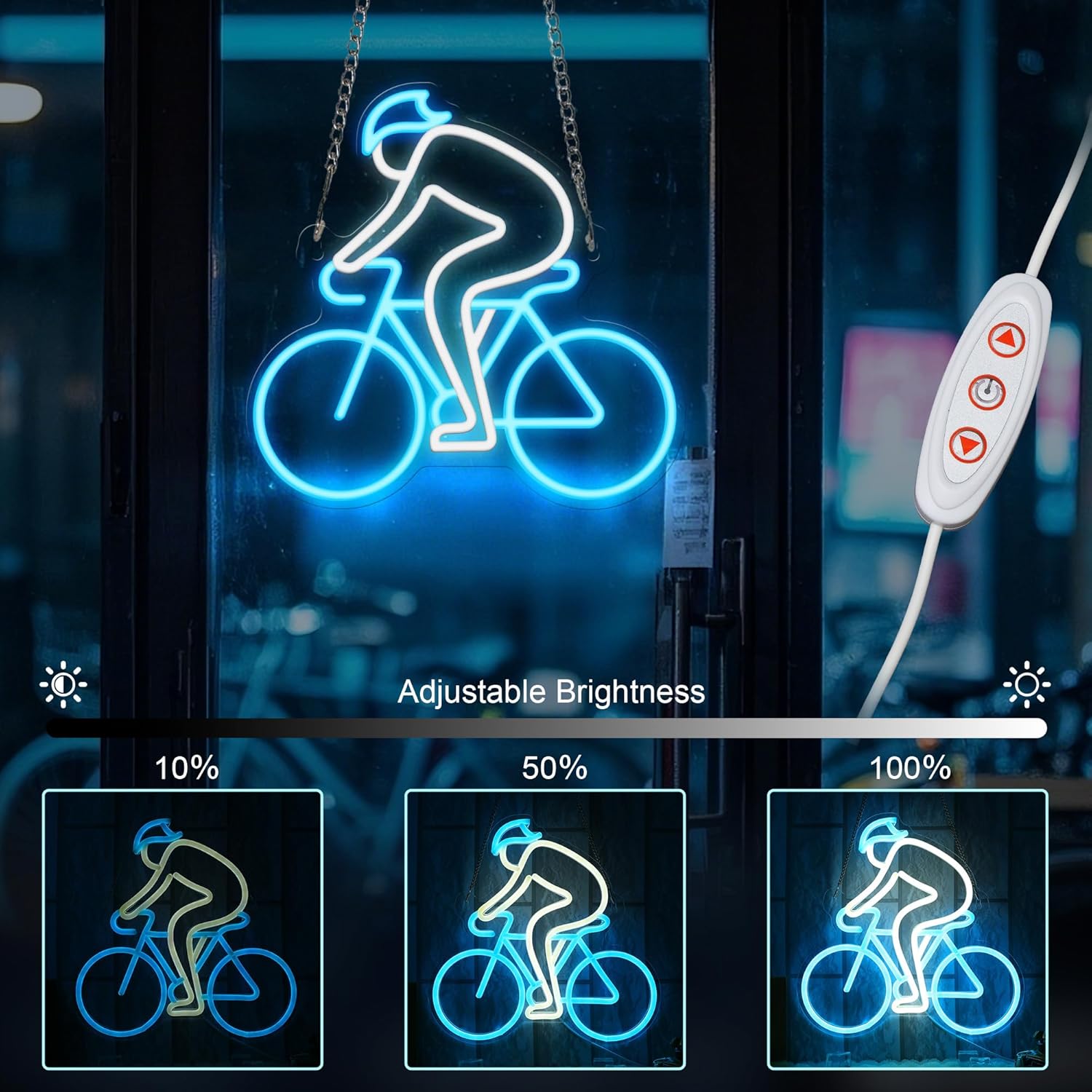 CoolGift Mart Bicycle Neon Sign, Sports Enthusiasts' Ultimate Wall Decor, Dimmable LED Light for Bedroom Living Room Gaming Room Man Cave College Club Shop, Gift for Cyclists Bicycle Lovers