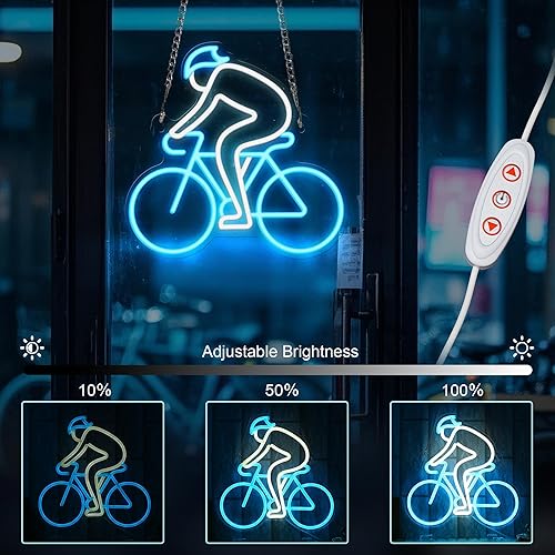 Miniatura 3 de Letrero de neón para bicicleta, decoración de pared definitiva para entusiastas del deporte, luz LED regulable para dormitorio, sala de estar, sala