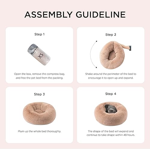 Miniatura 6 de Bedsure Camas calmantes para perros pequeños medianos y grandes cama redonda lavable para perros de piel sintética antideslizante para abrazar la