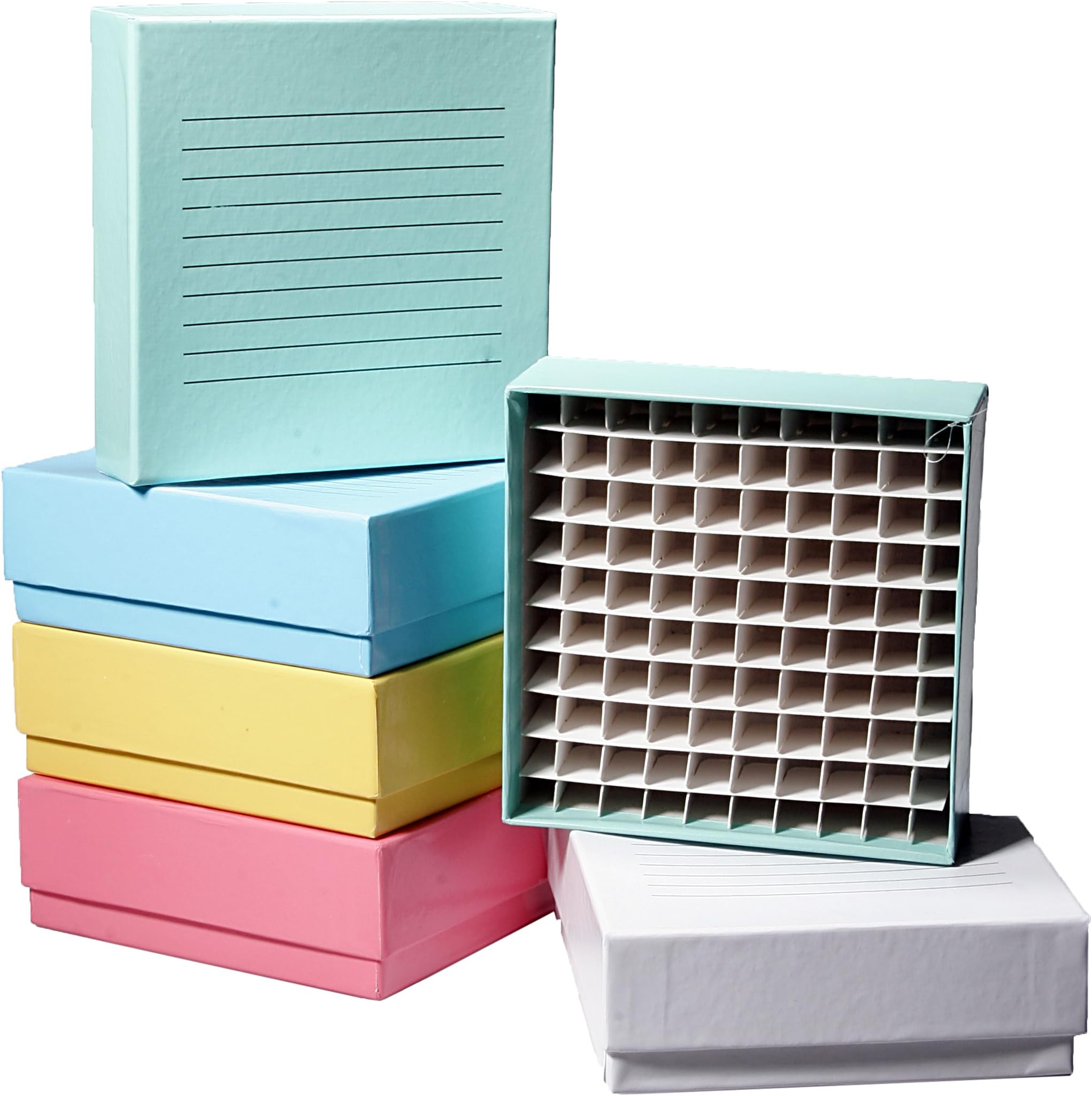 Research 90-5200 Assorted Cardboard Cryo-Color Microcentrifuge Tube Freezer Storage Boxes, 2" Height, 100 Places (Case of 100)