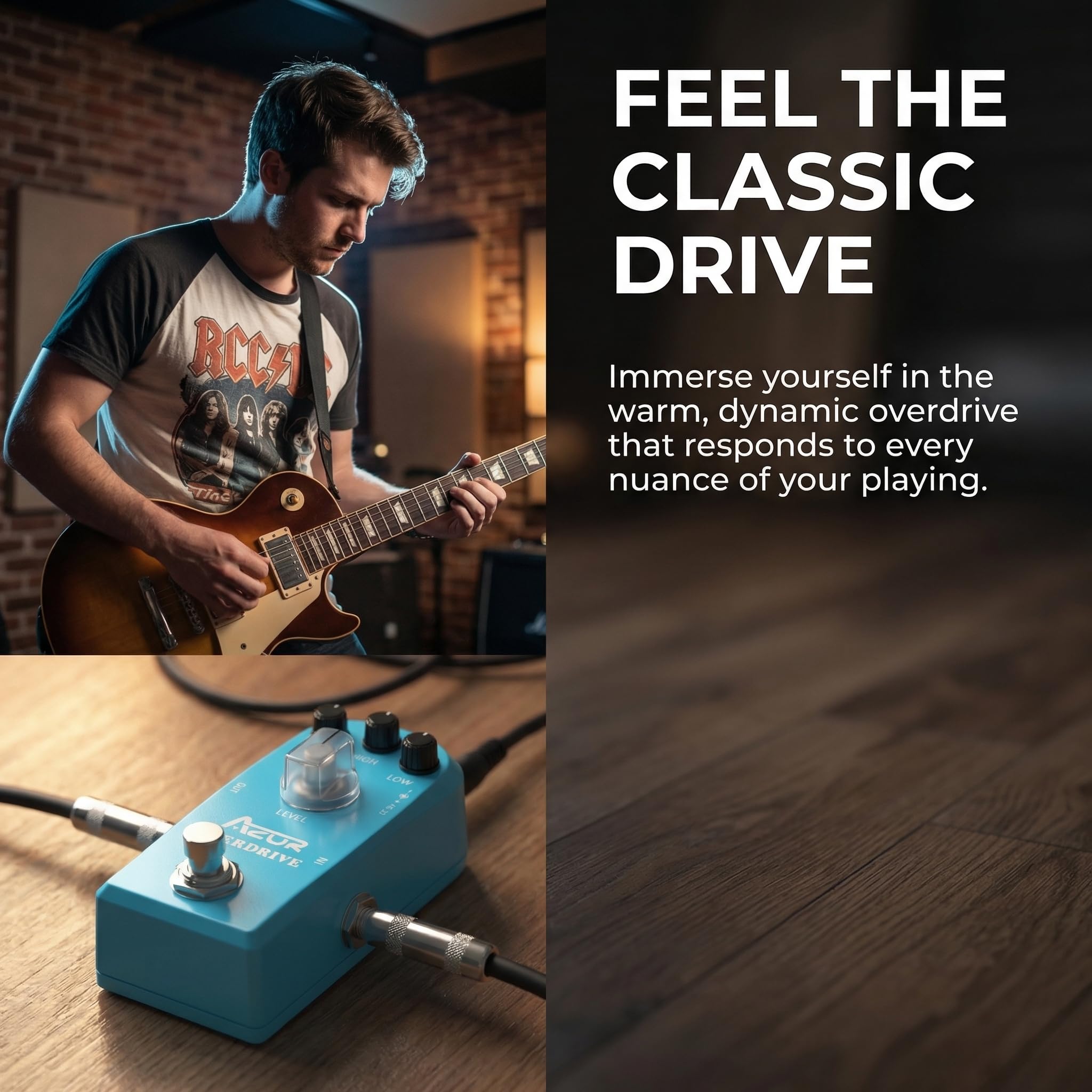 ギター  Blue Overdrive AZOR Pedal de efeito de guitarra Overdrive Vintage Drive High/Low