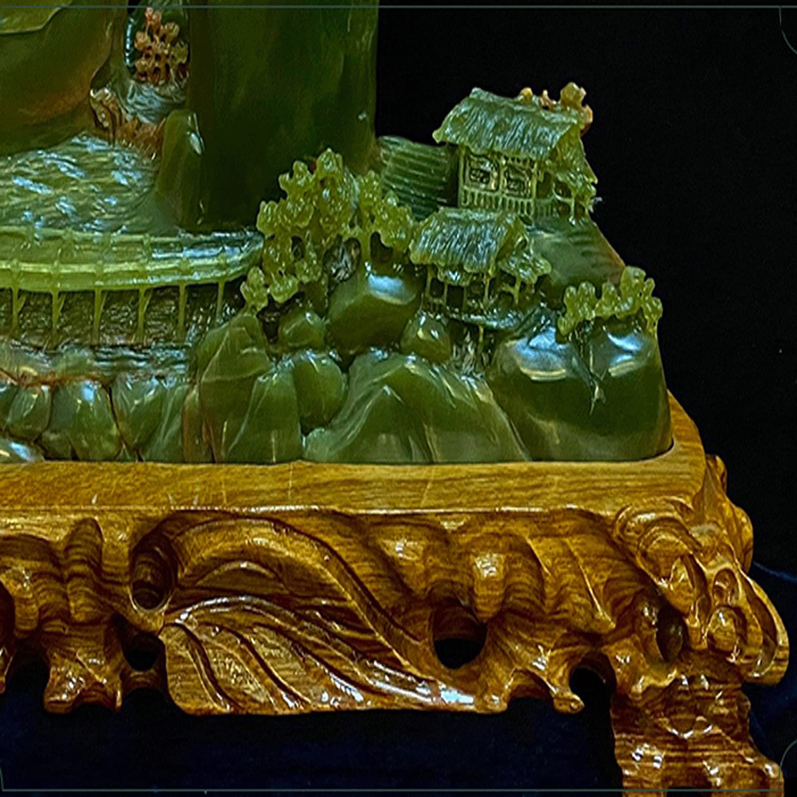 Escultura Decoración Adornos Estatua de Piedra Feng Shui Bonsai Piedra Jade Decoración Hogar y Oficina Escultura Adorno Hecho Estatua Verde Decoración Good