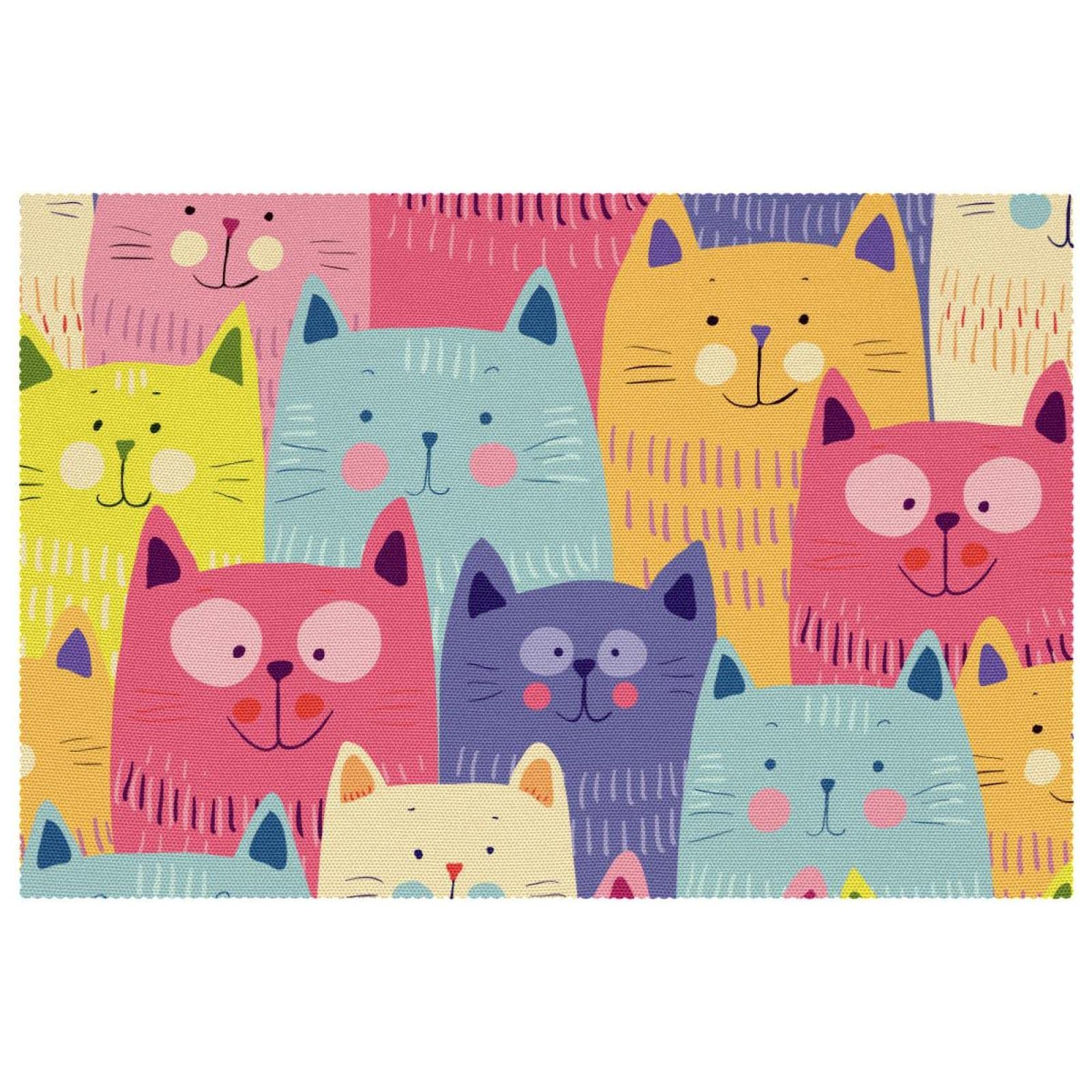 Sets de table chat doodle antidérapants pour repas de famille amusants