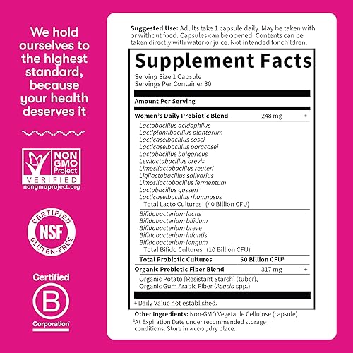 Miniatura 7 de Probiotico Jardín de vida, suplemento para las mujeres, Formulado una vez al día, estabilizante para la mujer, recomendado por Doctores