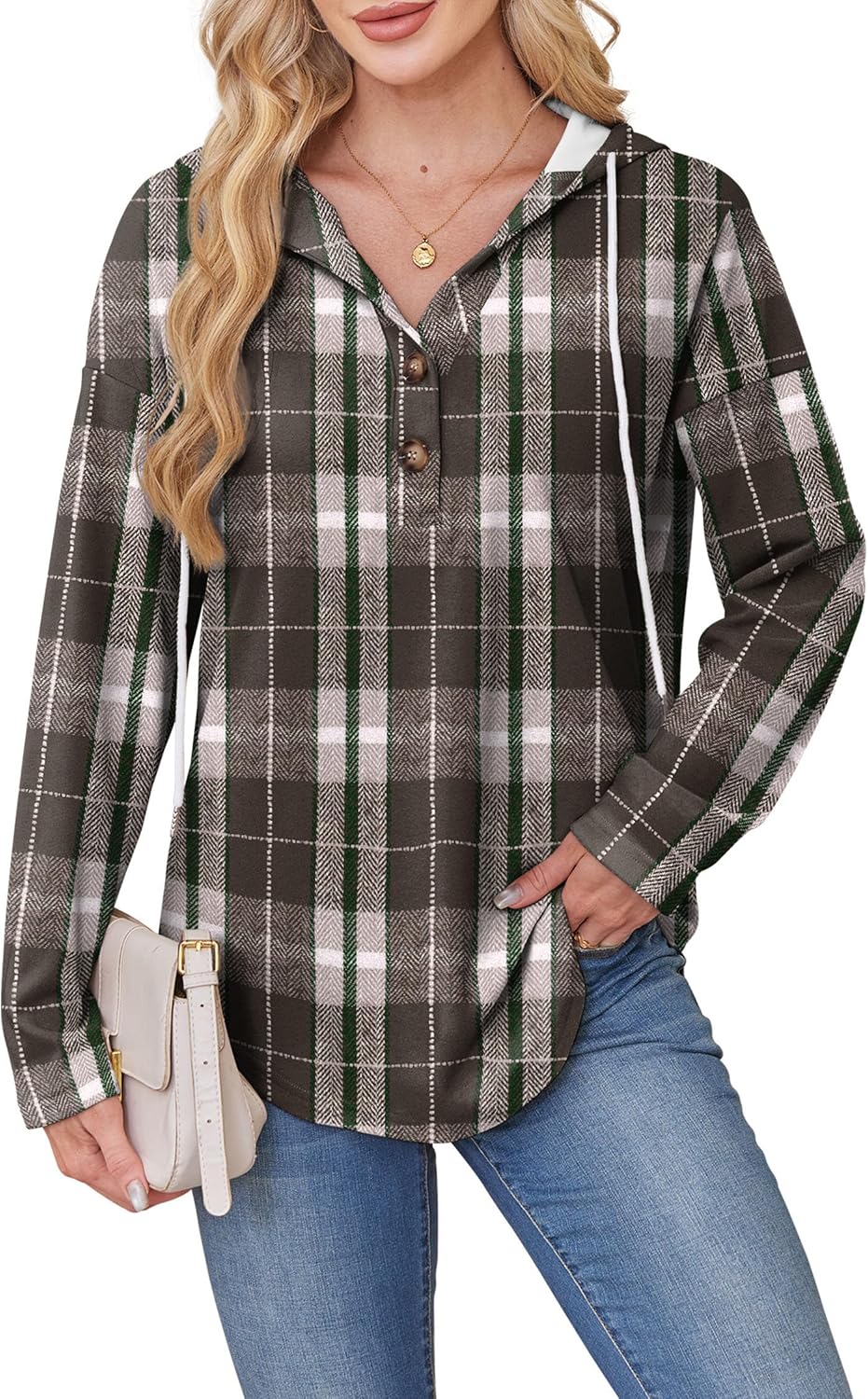 RUMIA Womens Tops V Neck Button Sweatshirt for Women Pullover Long SLeeve Shirts Fall Outfits 2025 Loose Fit S-3XL - Image 3