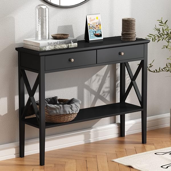 Elegant Entryway Table Ideas for a Welcoming First Look 2 Slim Black Console Table with Storage