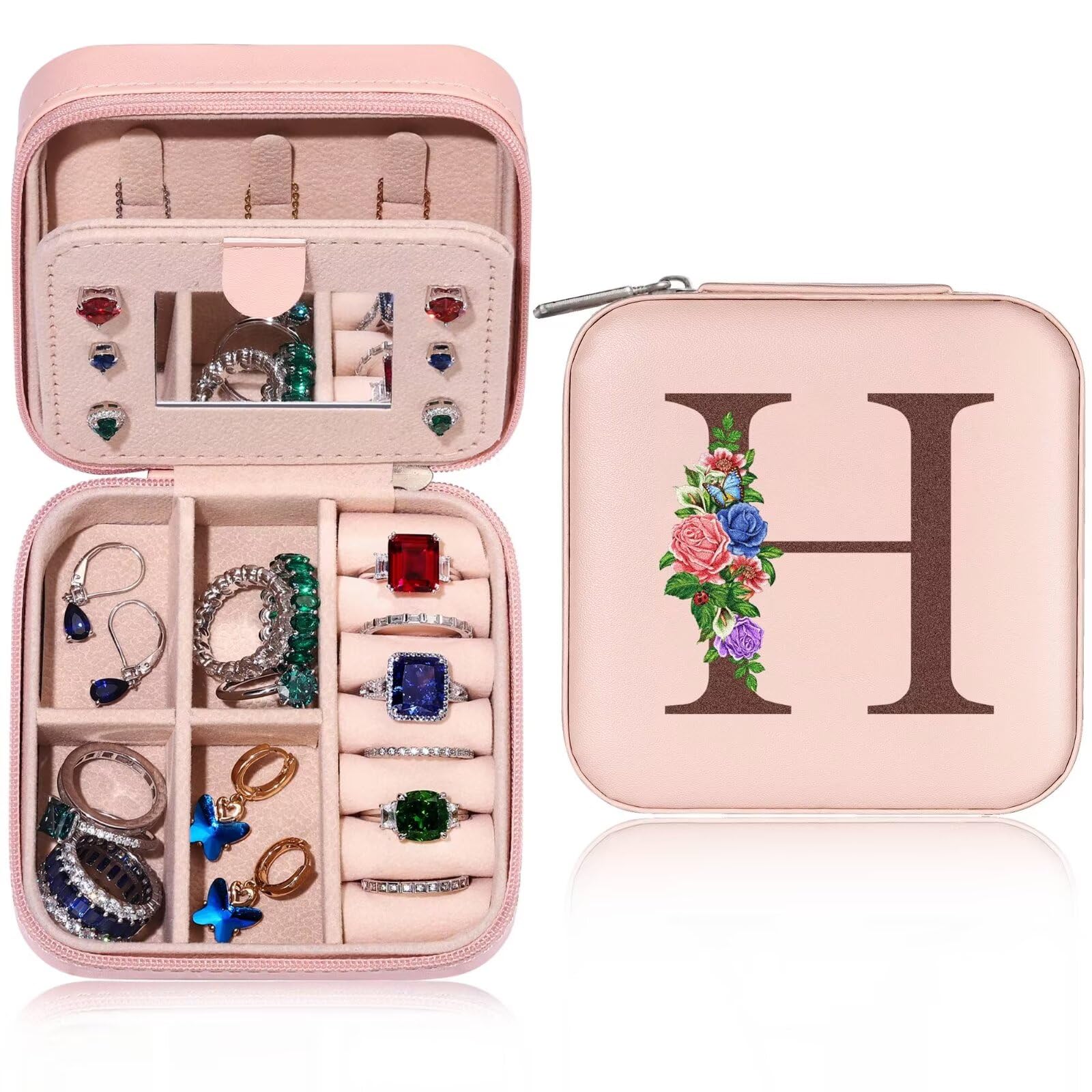 Tingn Girls H Travel Jewellery Case, Travel Jewellery Organiser, Stackers Travel Jewellery Box, Birthday Gifts For Gifts For Teenage Personalised Jewellery Box