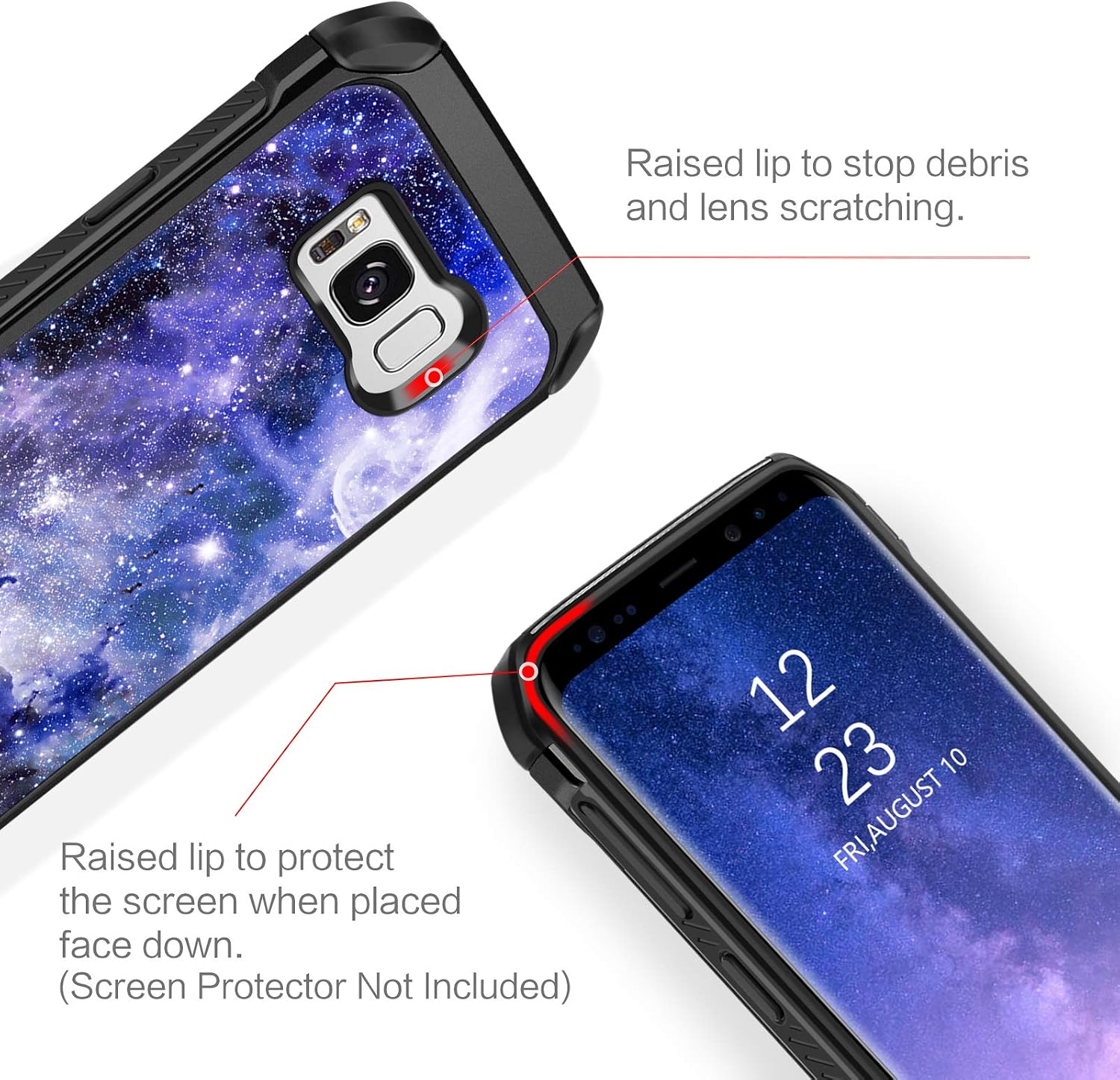 BENTOBEN Galaxy S8 Case, Phone Case Samsung S8, Slim Fit Glow in The Dark Shockproof Protective Dual Layer Hybrid Hard PC Soft TPU Bumper Drop Protection Non-Slip Girl Women Covers,Blue Nebula Design
