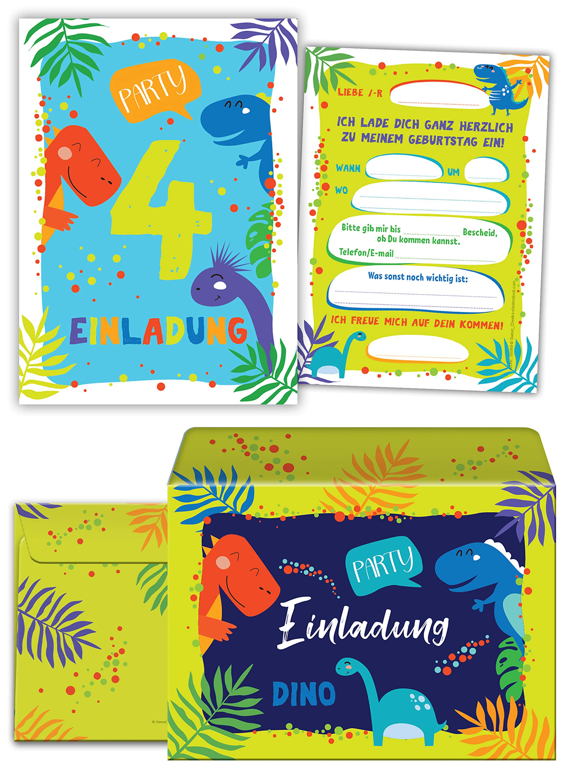 Dinosaurier 1. Geburtstag Einladungskarten – 12,7 X 17,8 Cm, Mit Umschlägen