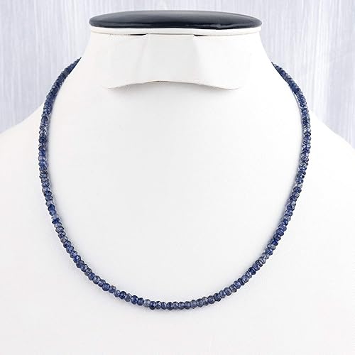 Miniatura 57 de OdrillionGems Natural Blue Sapphire Gemstones Beads Choker Necklace, 925 Sterling Silver, Chakra Healing Crystals, September Birthstones, Handmade