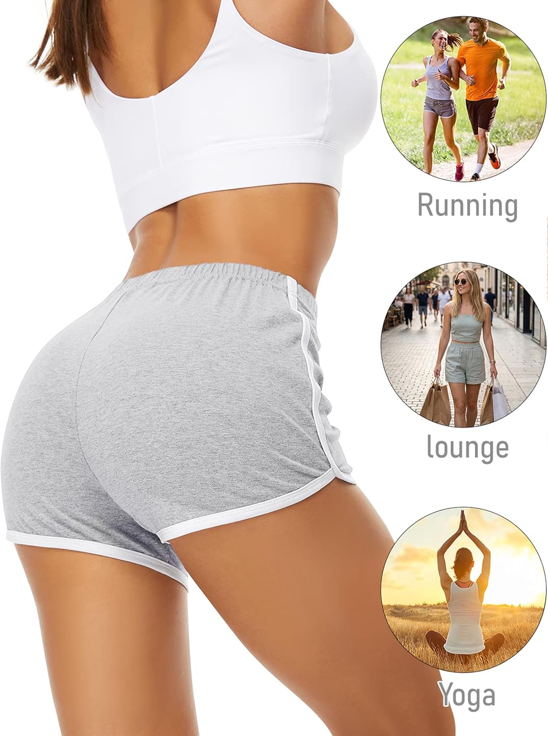 URATOT Women's Cotton Gym Yoga Summer Running Active Dance Elastic Shorts, Pack of 2 - Image 5