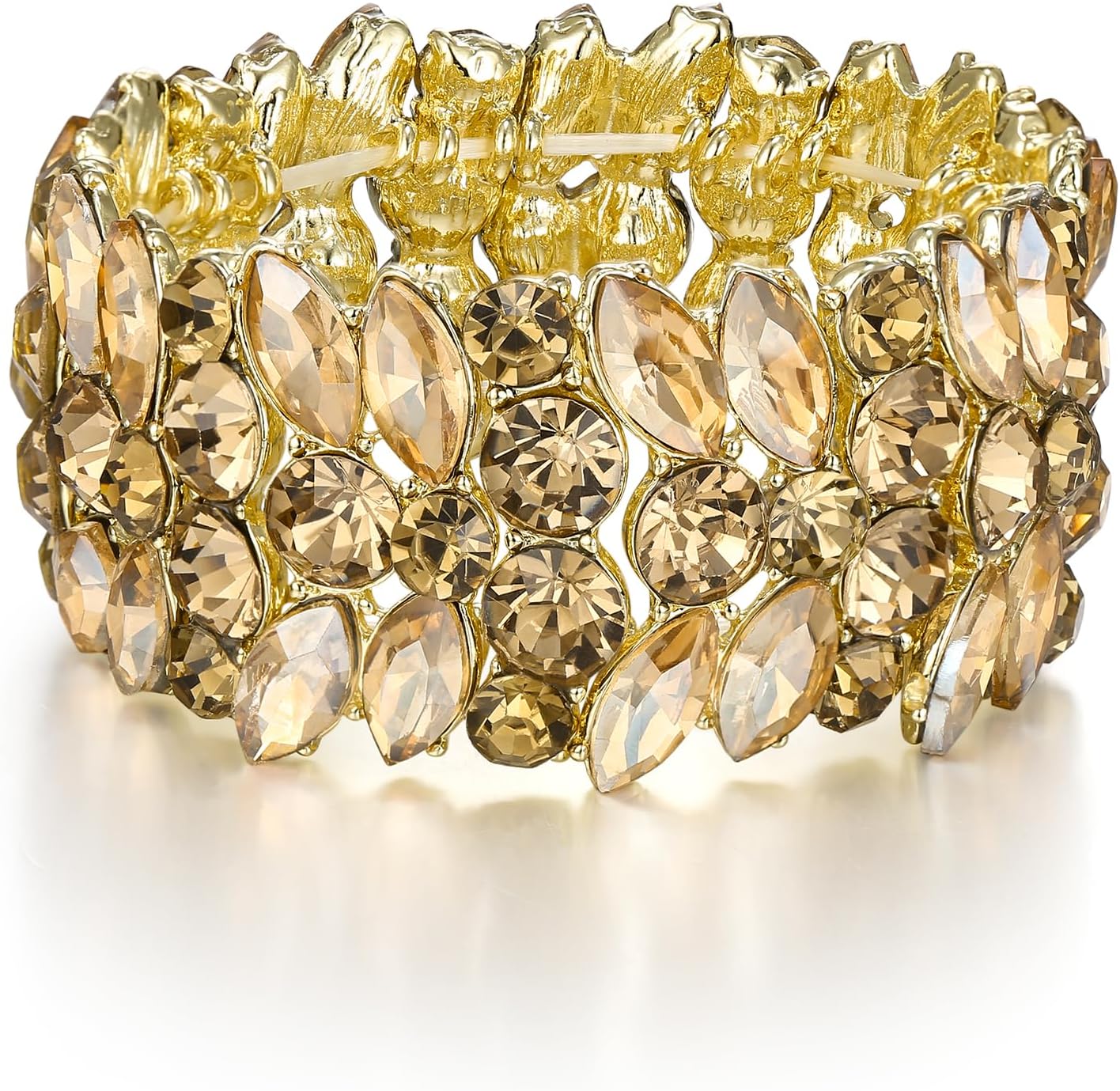 Marquise Crystal Art Deco Wedding Prom Stretch Bracelet for Women Bride