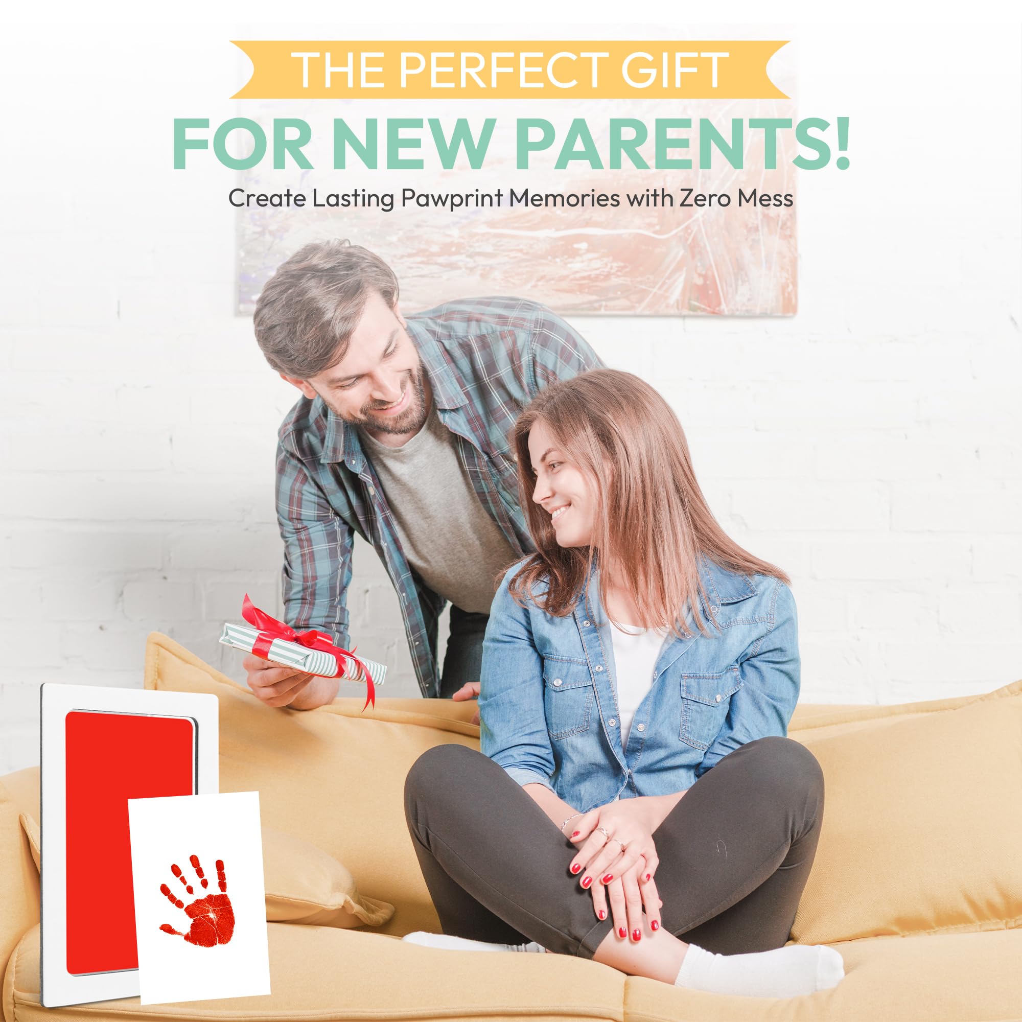 Tiny Gifts - Almohadilla de tinta para huellas y huellas de bebé, sin tinta, para bebés y pies – seguro para bebés, no toca la piel, perfecta memoria familiar o regalo, kit de impresión roja