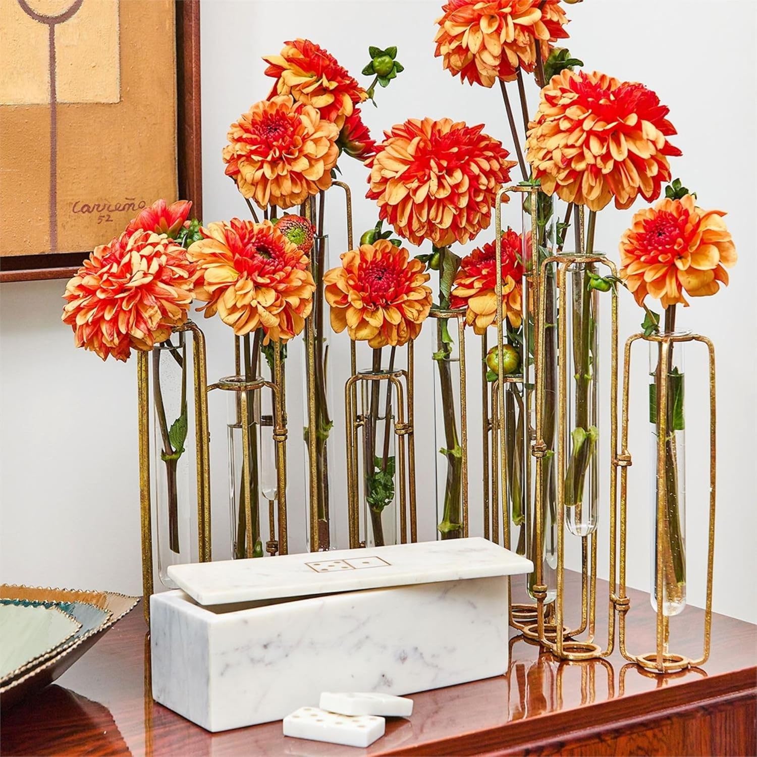 Two's Company Set of 10 Hinged Flower Vases, Gold