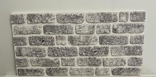 Miniatura 2 de Dundee Deco Paneles de pared 3D efecto ladrillo  Revestimiento de pared con aspecto de piedra blanca y gris, espuma de poliestireno, muestra, tamaño