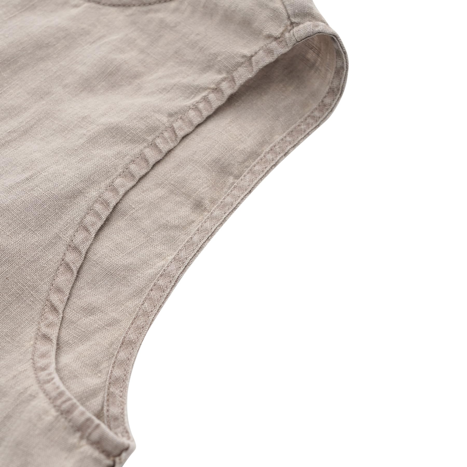 Amazhiyu Damen-Oberteil, 100 % Leinen, lässig, ärmellos, U-Ausschnitt, pflanzengefärbt, Größe S-XL