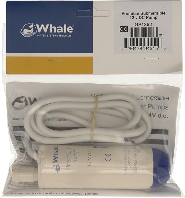 Whale GP1352 Standard 12V Submersible Electric Pump-White, 13 litres