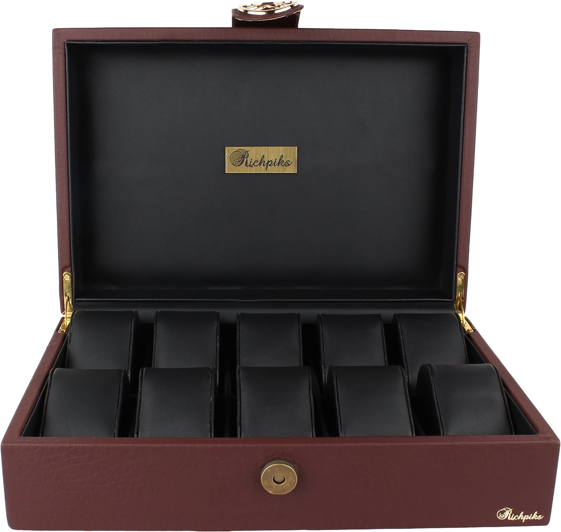 Richpiks Brown/Black 10 Slots Watch Box | Watch case | Watch Box PI 463