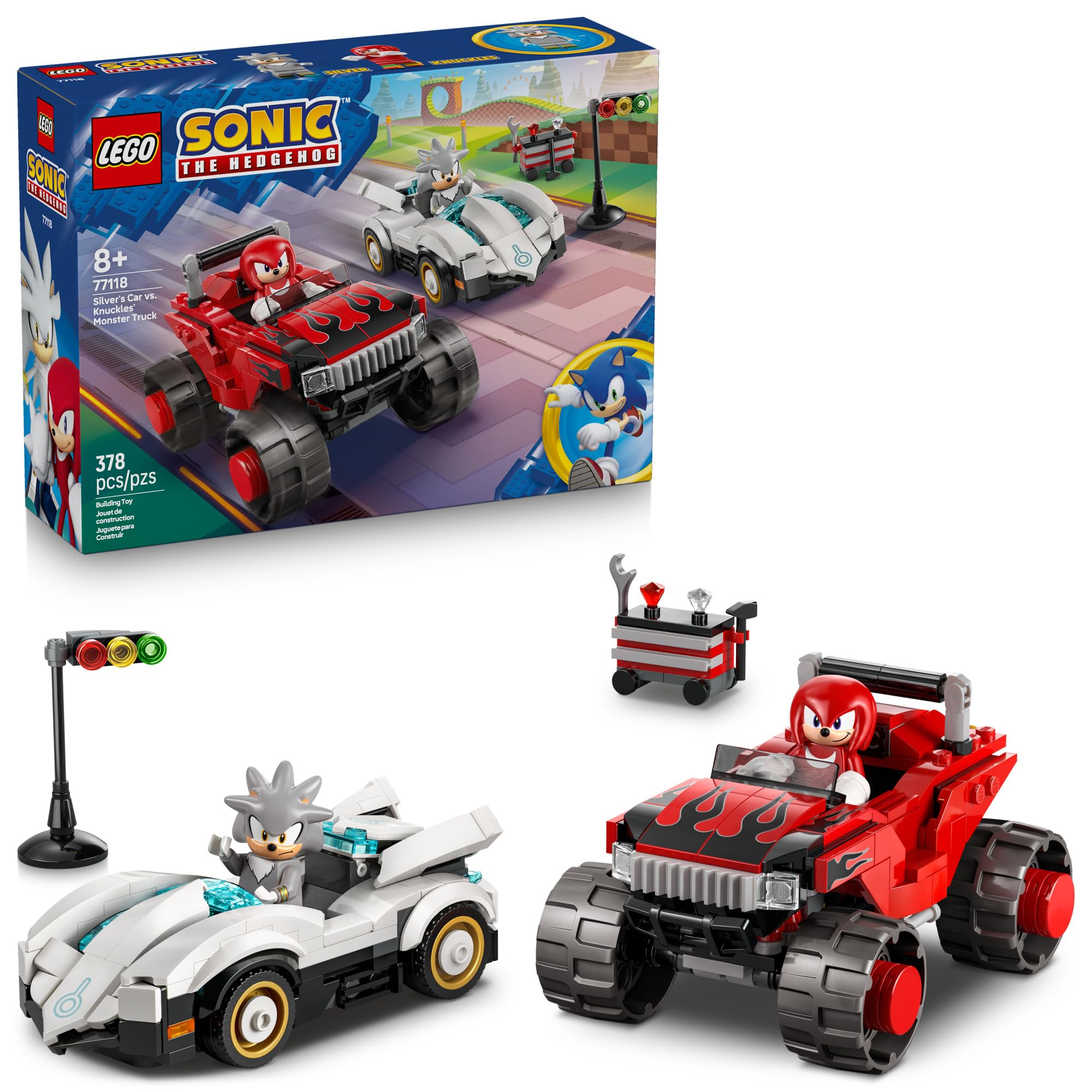 Sonic the Hedgehog Silver’s Car vs. Knuckles’ Monster Truck 77118 | Building Toys for Boy…