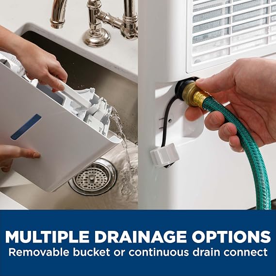 GE Energy Star Portable Dehumidifier for Basement, Bedroom, Bathroom, Closet or Small Rooms up to 1500 Sq Ft, 22 Pint with Removable Bucket and Continuous Drain Connect for Auto or Manual Drainage