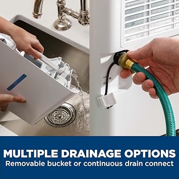 GE Energy Star Portable Dehumidifier for Basement, Bedroom, Bathroom, Closet or Small Rooms up to 1500 Sq Ft, 22 Pint with Removable Bucket and Continuous Drain Connect for Auto or Manual Drainage