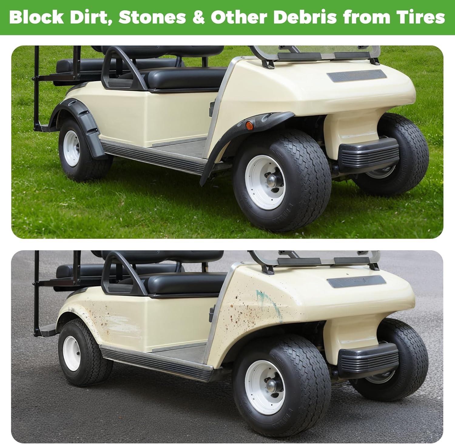 10L0L Golf Cart Front Rear Fender Flares for Club Car DS 1993-up with Factory Body Kit (Not Fit Modified Body), 4 PCS High Impact Golf Cart Wheel Flares