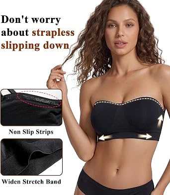 YALUXE Womens Strapless Bra No Underwire Padded Wireless Supportive Top