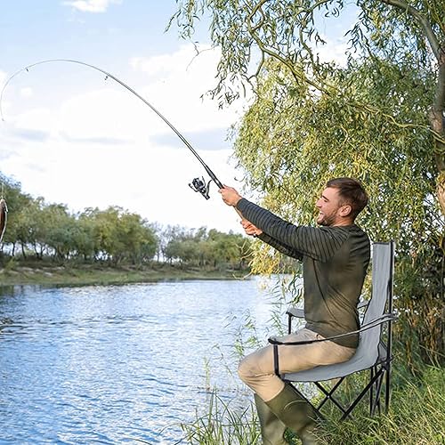 Miniatura 4 de Silla portátil y plegable para acampar para césped al aire libre, grande, gris