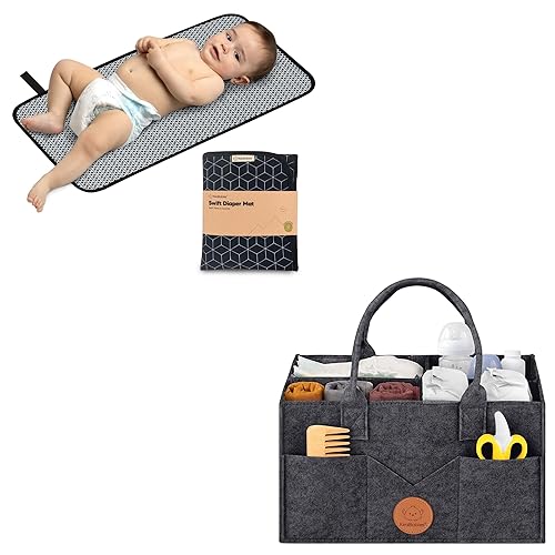 KeaBabies Cambiador de pañales portátil y organizador de pañales para bebé, tapete cambiador plegable impermeable para bebés, organizador grande